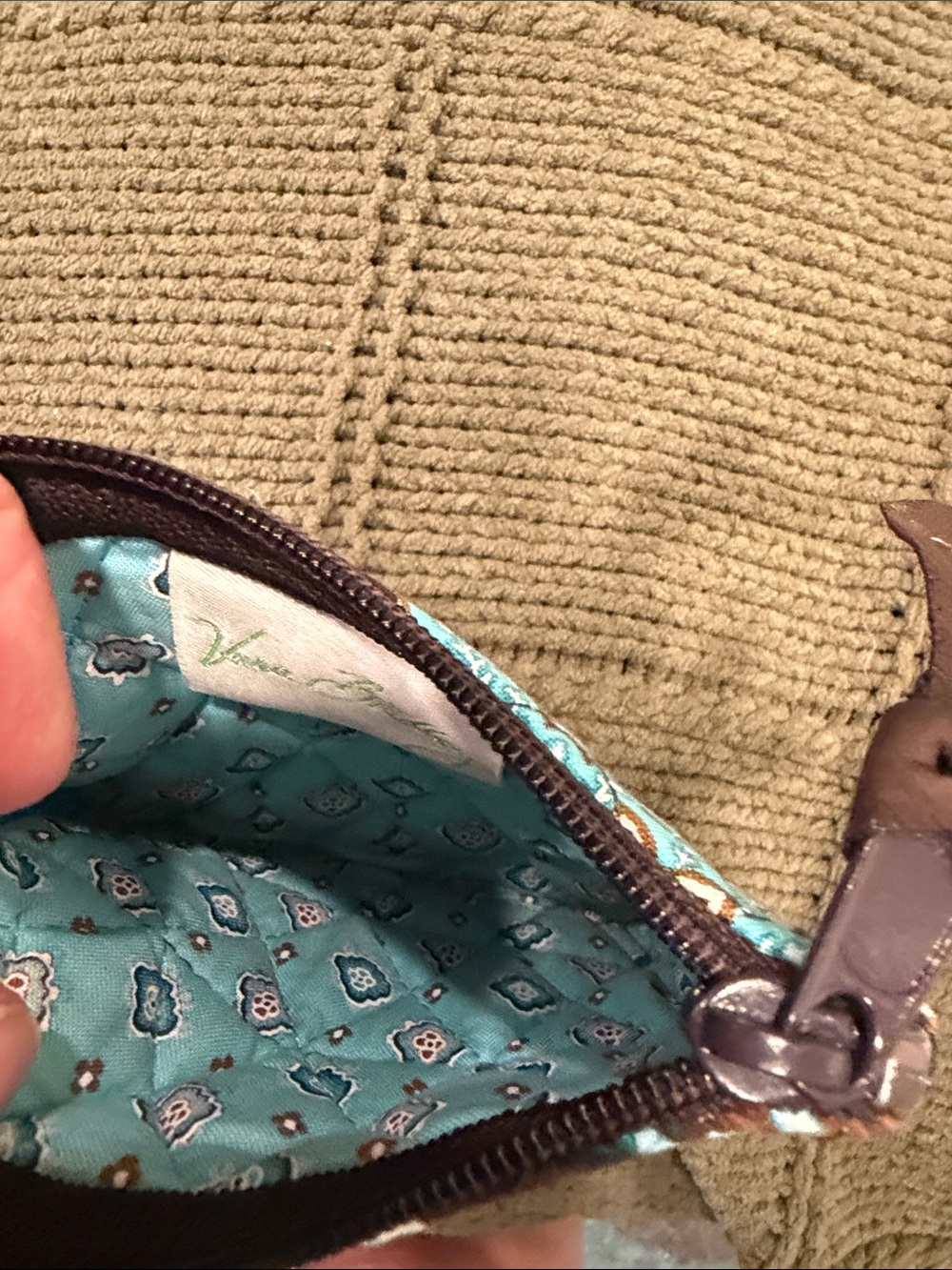 Vera Bradley Brown and Turquoise Floral Coin Pouch - Picture 4 of 4
